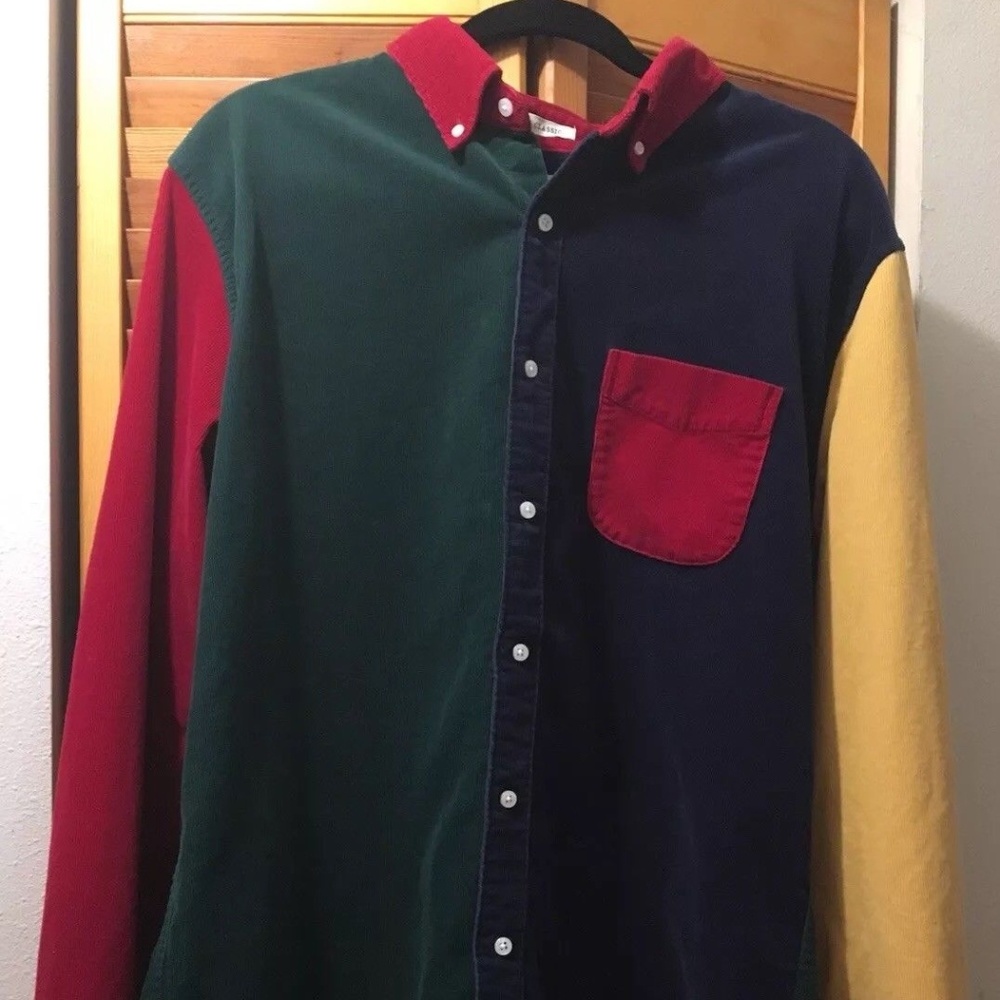 J.Crew Corduroy Button Down Colorblock 90s